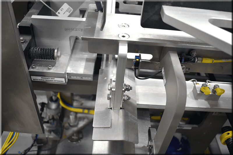 Inside of packaging machine showing stainless steel components