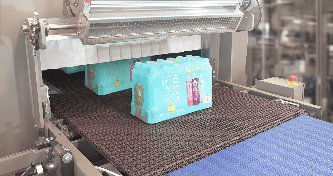 Product being discharged from Shrink tunnel